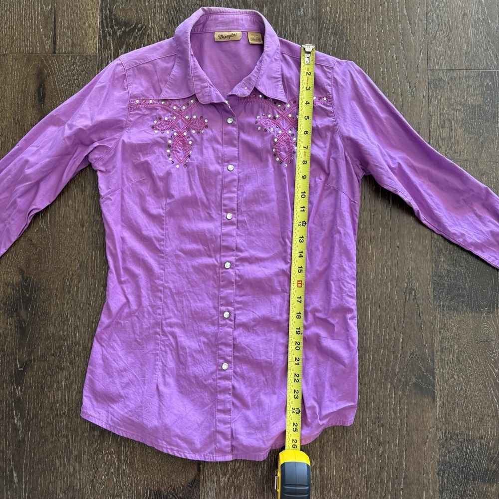 Wrangler Women's Crystal Pearl Snap Shirt Size M Studded Embroidered Western - Picture 7 of 11